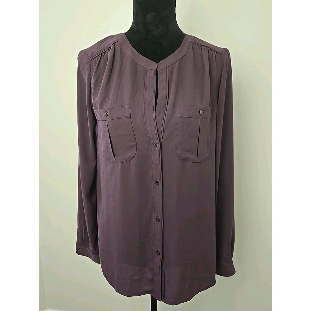 Loft - Long Sleeve - Button Down Blouse - Size Small - Purple Mauve